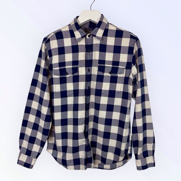 J. Crew Sportmen's Outfitters Flannel Shirt Blue & White Plaid Button Down M - Picture 1 of 5